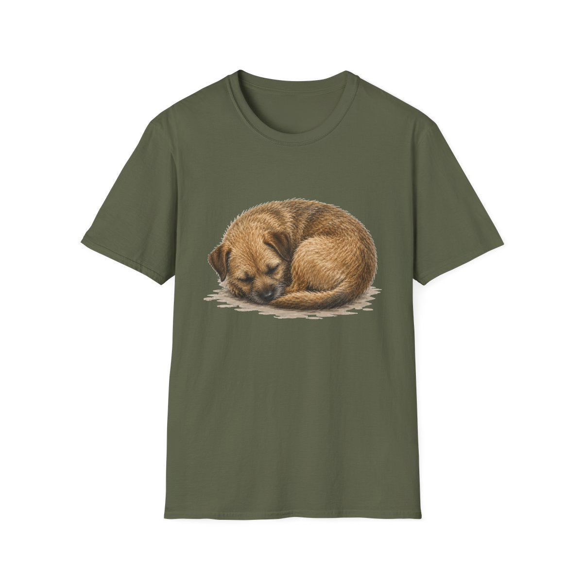Border Terrier Rest At Last Tee - Military Green