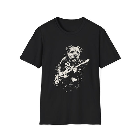 Border Terrier Rocking Guitar Tee - Black