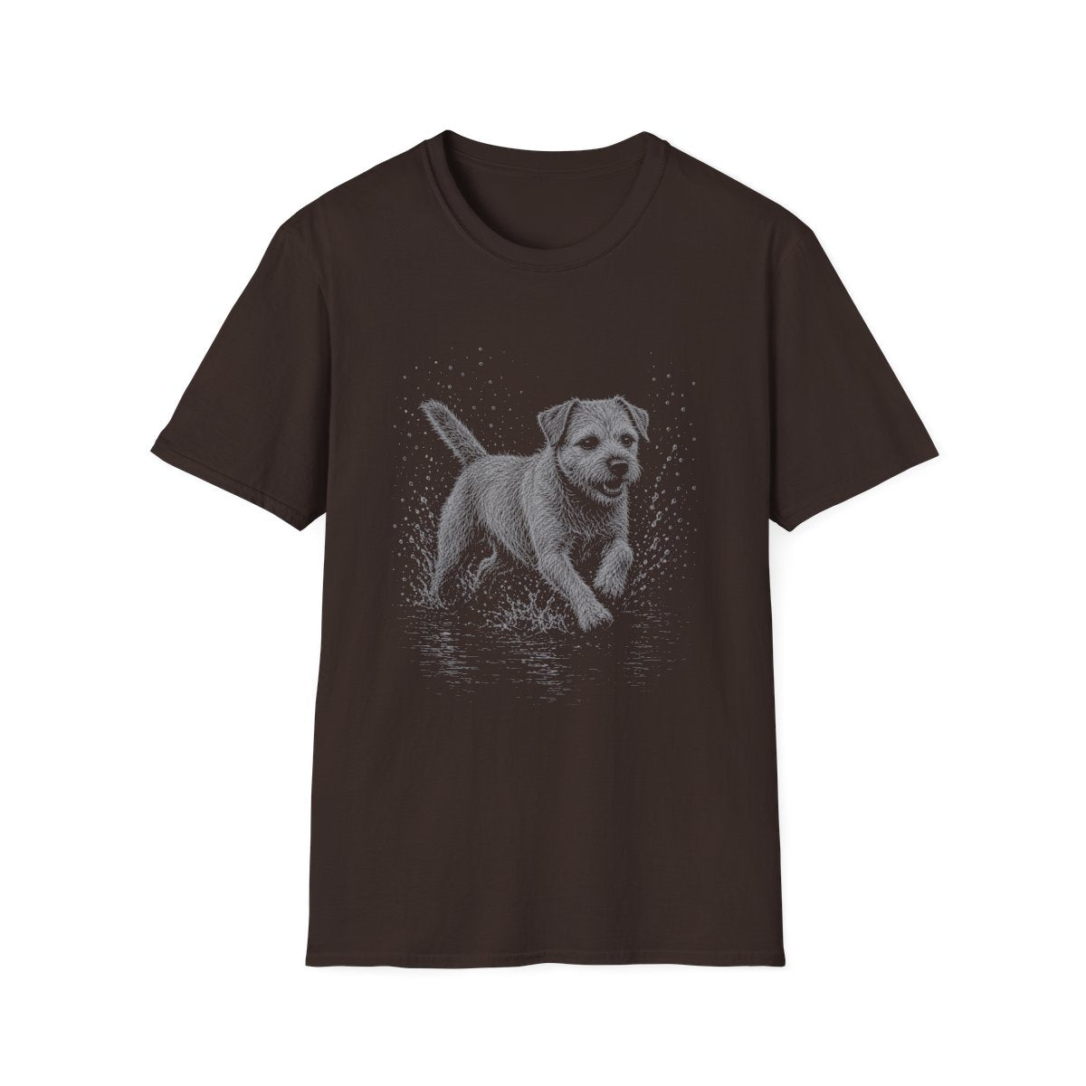 Border Terrier Water Run Tee - Dark Chocolate