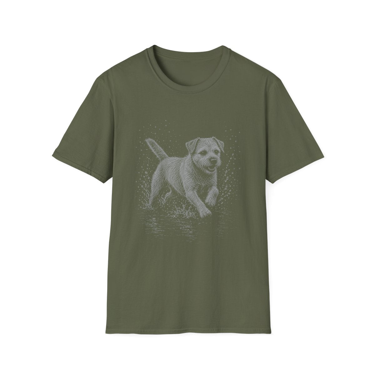 Border Terrier Water Run Tee - Military Green