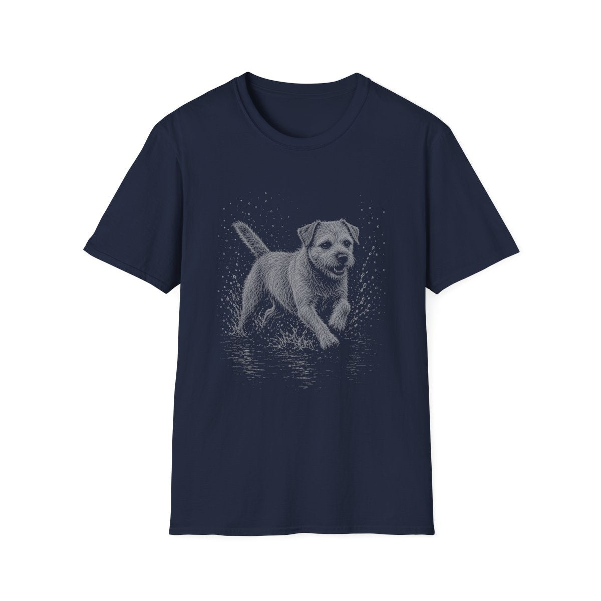 Border Terrier Water Run Tee - Navy