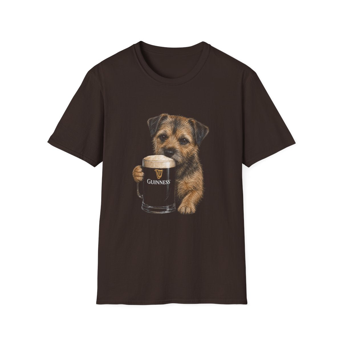 Border Terrier With A Pint Tee - Dark Chocolate