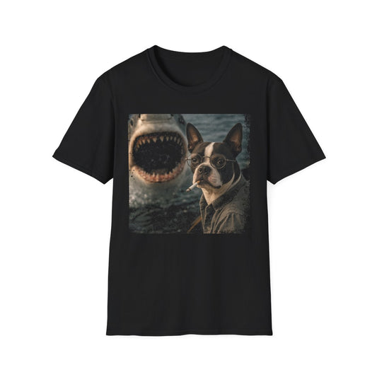 Boston Terrier and Shark Tee - Black
