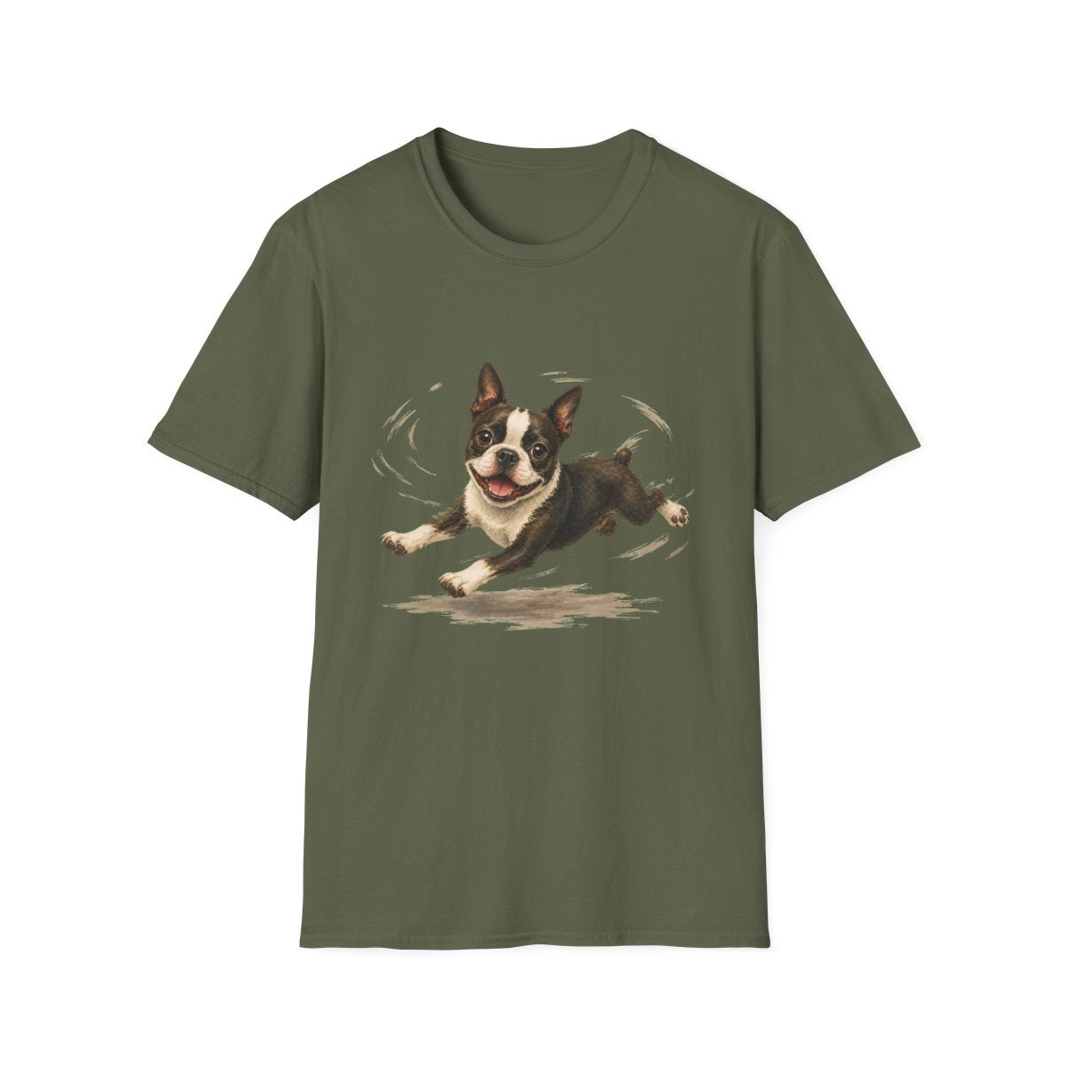 Boston Terrier Certified Zoomies Champion Tee - Military Green