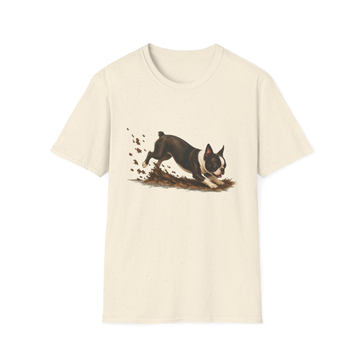 Boston Terrier Excavating Mode On Tee - Natural