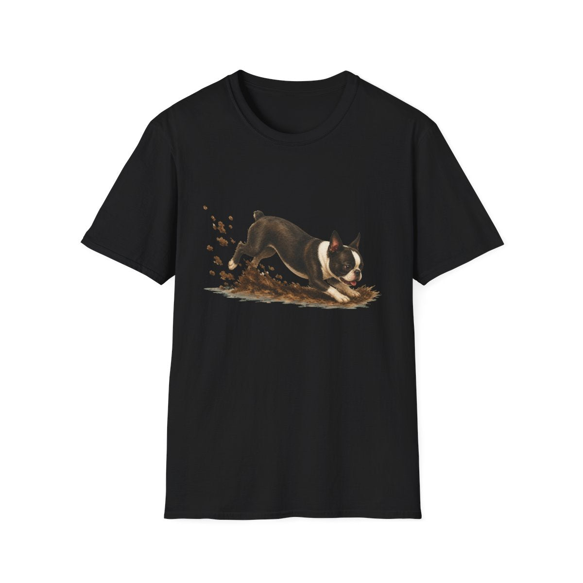 Boston Terrier Excavating Mode On Tee - Black