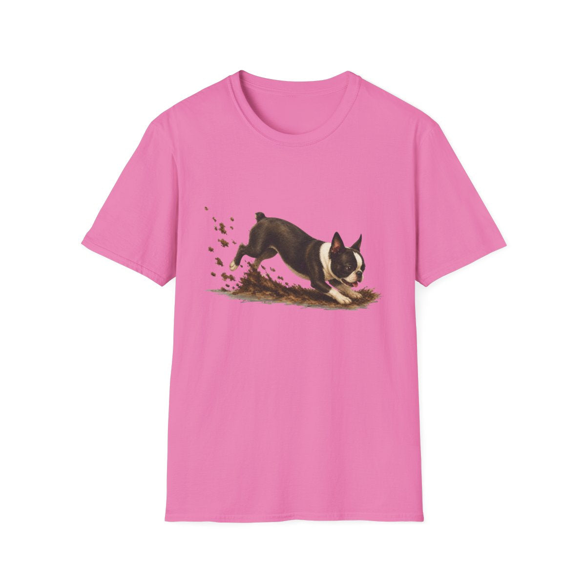 Boston Terrier Excavating Mode On Tee - Azalea