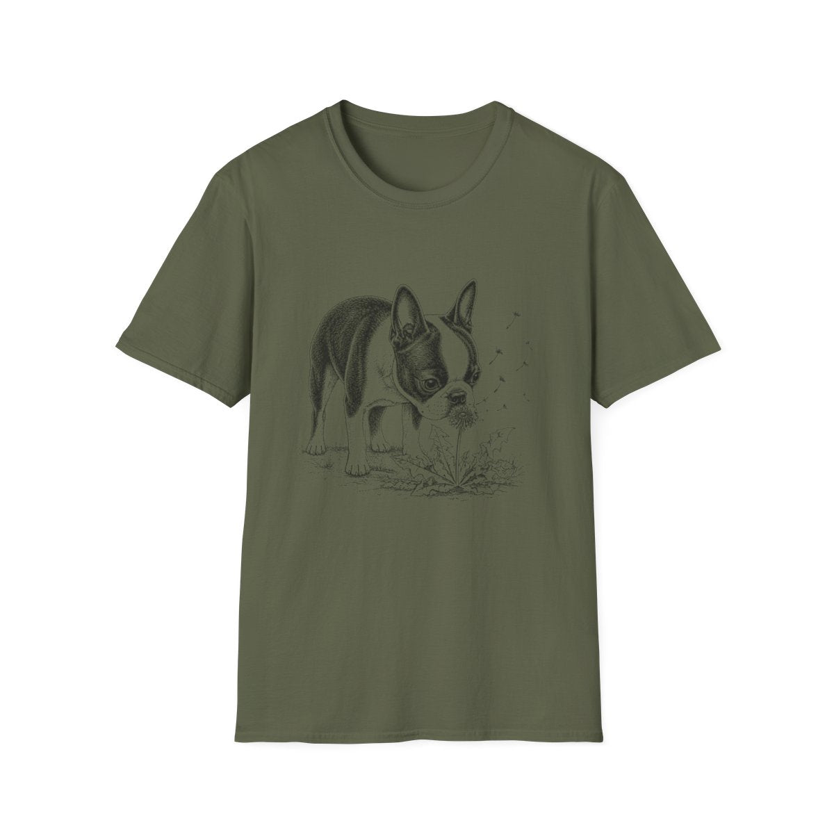 Boston Terrier Make A Wish Tee - Military Green