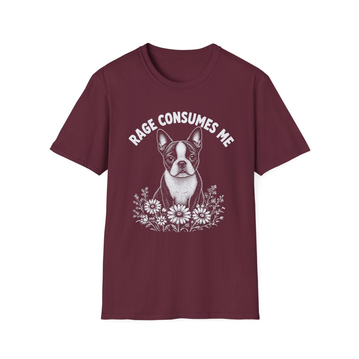 Boston Terrier Rage Consumes Me Tee - Maroon