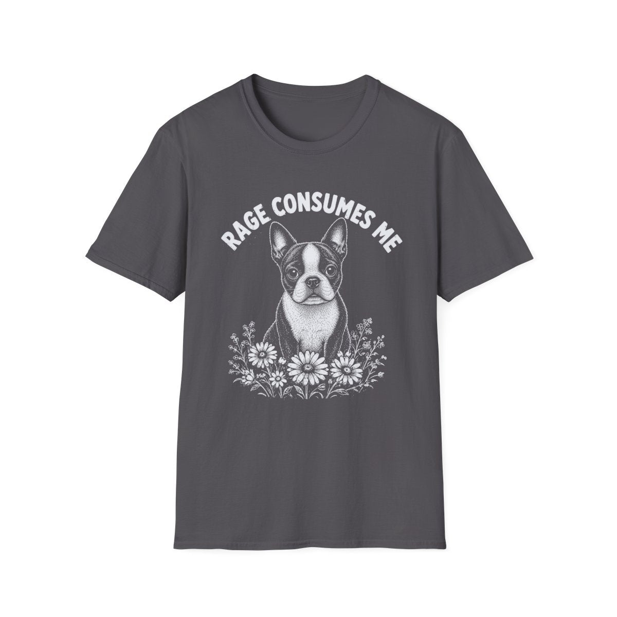 Boston Terrier Rage Consumes Me Tee - Charcoal