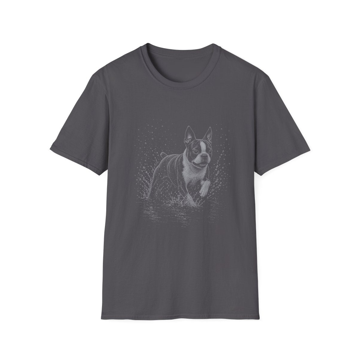 Boston Terrier Water Run Tee - Charcoal