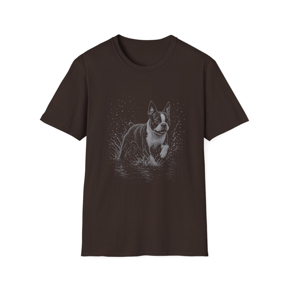 Boston Terrier Water Run Tee - Dark Chocolate