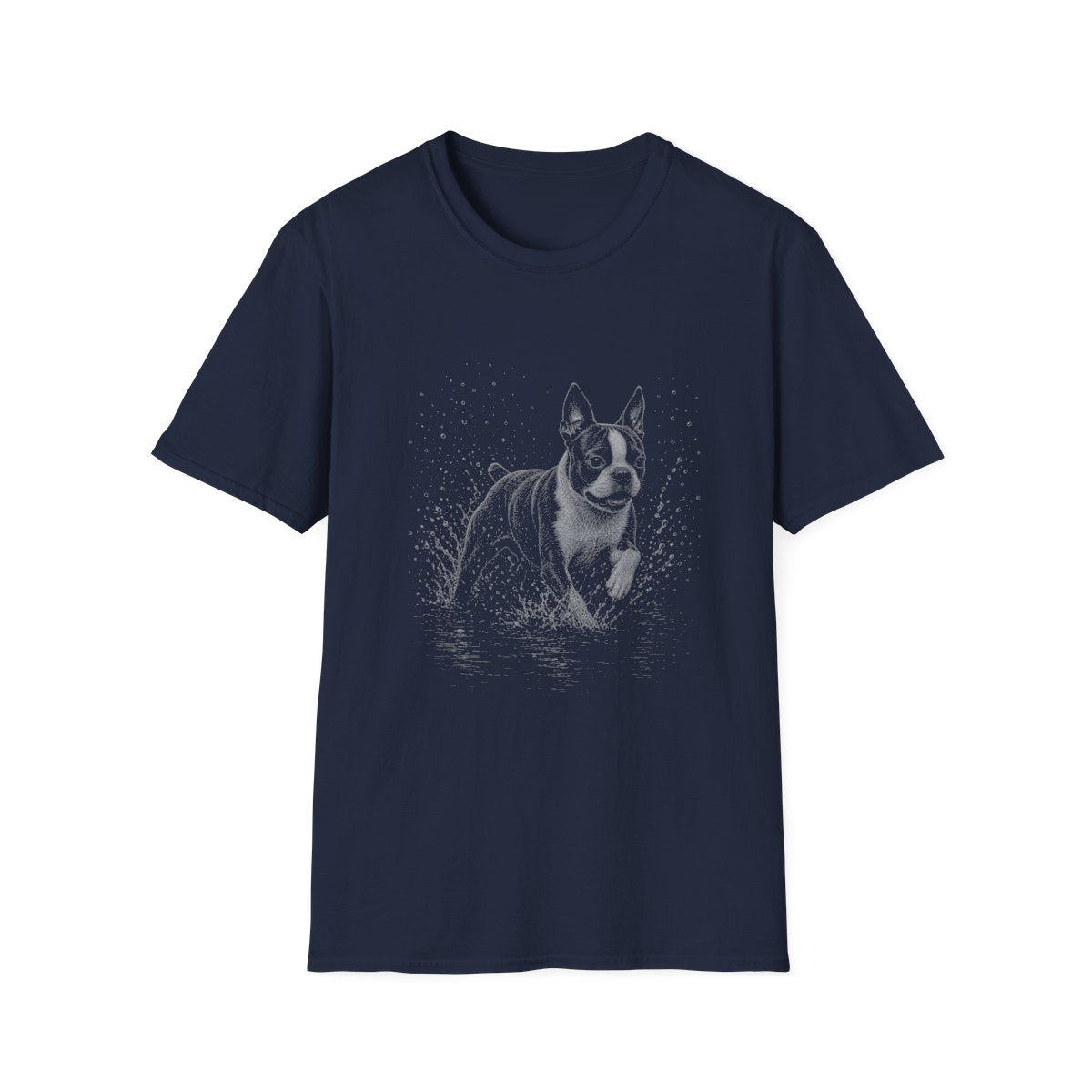 Boston Terrier Water Run Tee - Navy