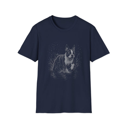 Boston Terrier Water Run Tee - Navy