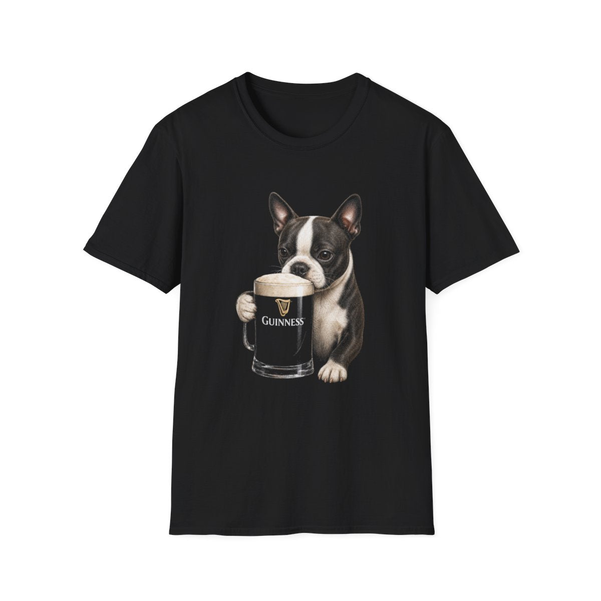 Boston Terrier With A Pint Tee - Black