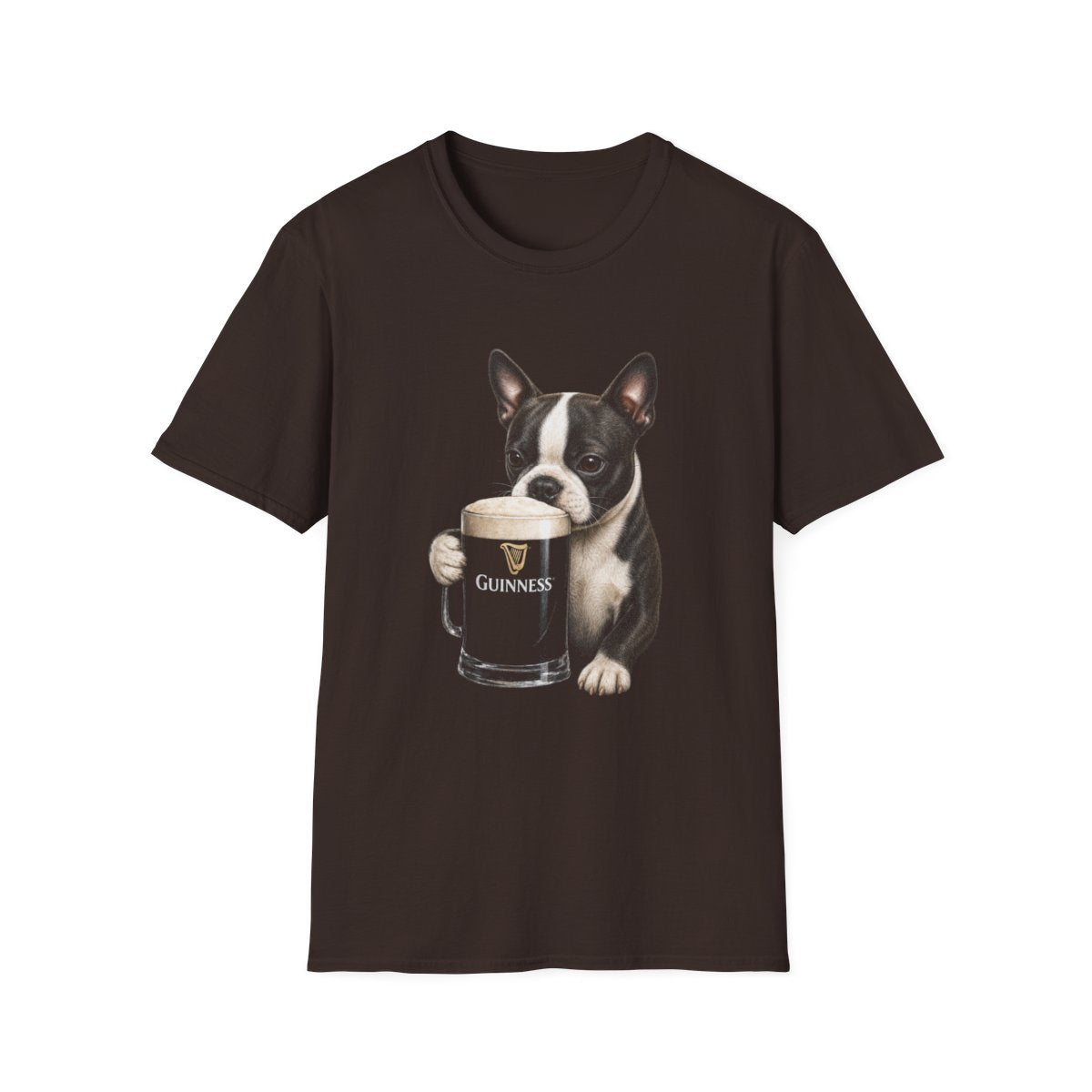 Boston Terrier With A Pint Tee - Dark Chocolate