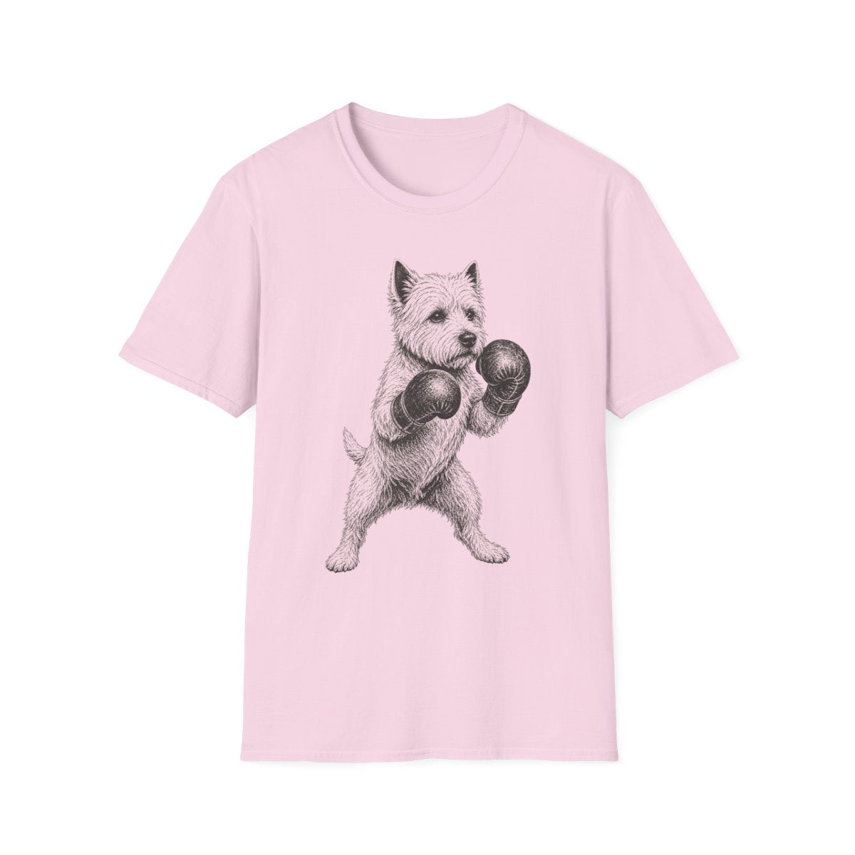 Boxing Westie Tee - Light Pink