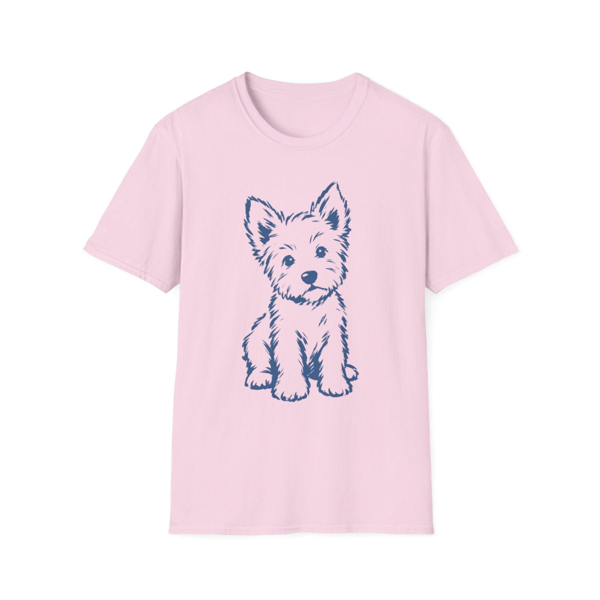 Brush Stroke Westie Pup Tee - Light Pink