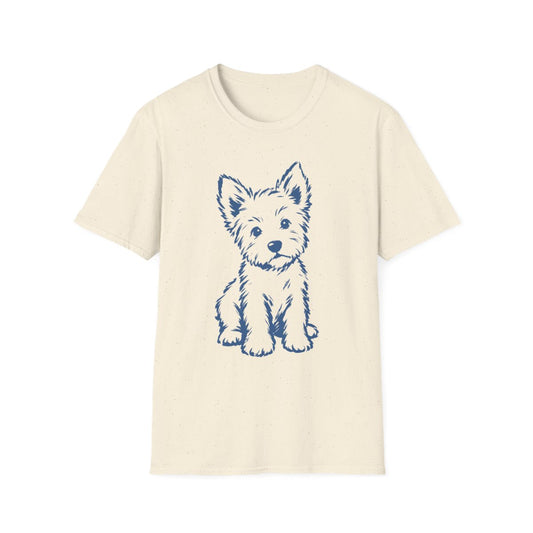 Brush Stroke Westie Pup Tee - Natural