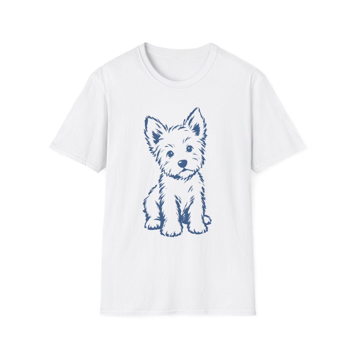 Brush Stroke Westie Pup Tee - White