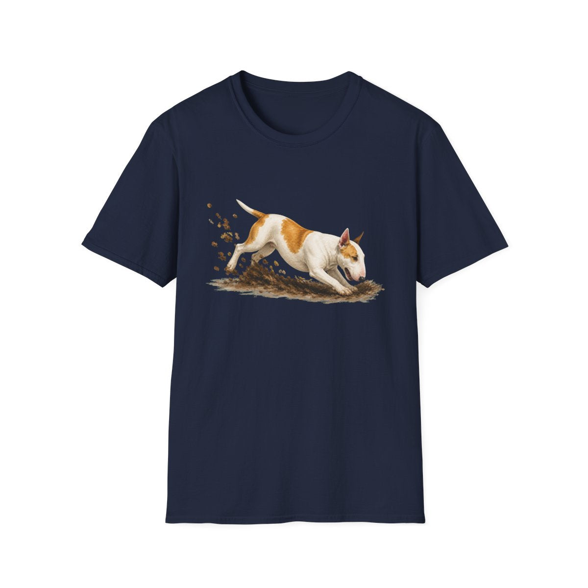 Bull Terrier Excavating Mode On Tee - Navy
