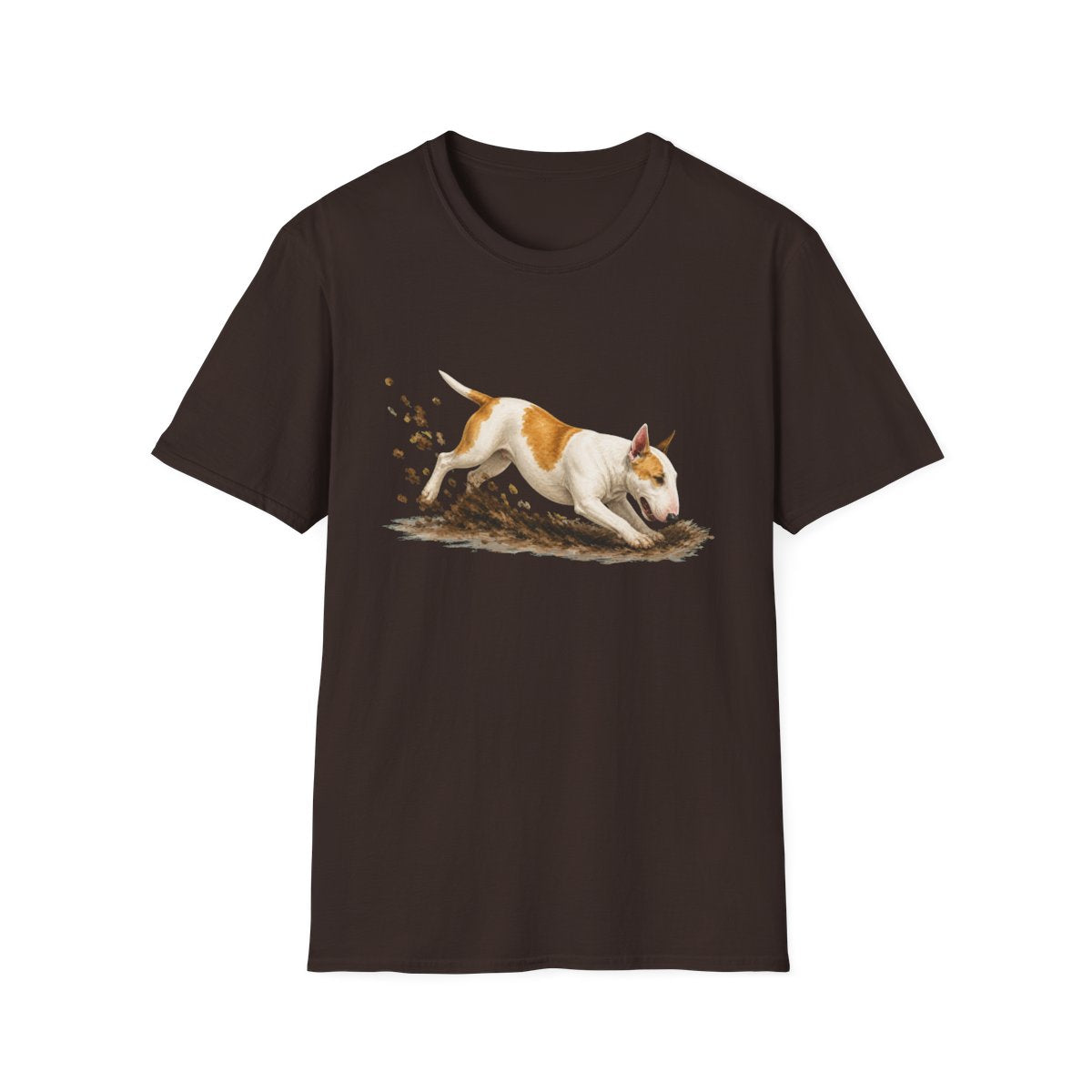 Bull Terrier Excavating Mode On Tee - Dark Chocolate