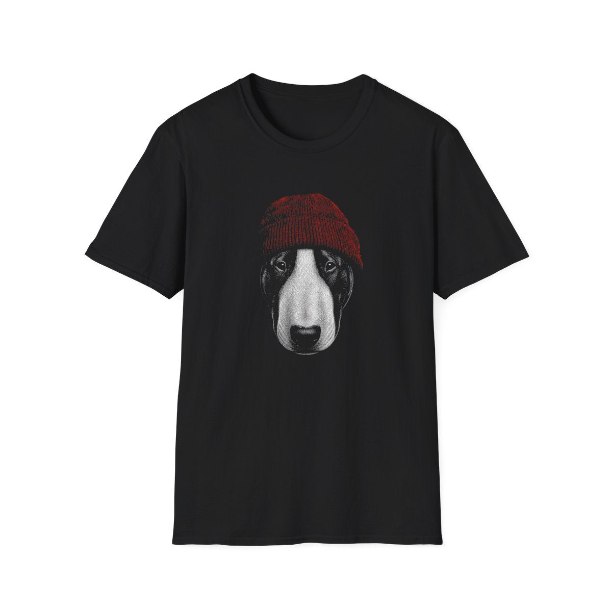 Bull Terrier In Beanie Tee - Black