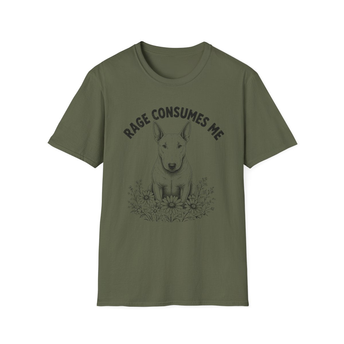 Bull Terrier Rage Consumes Me Tee - Military Green