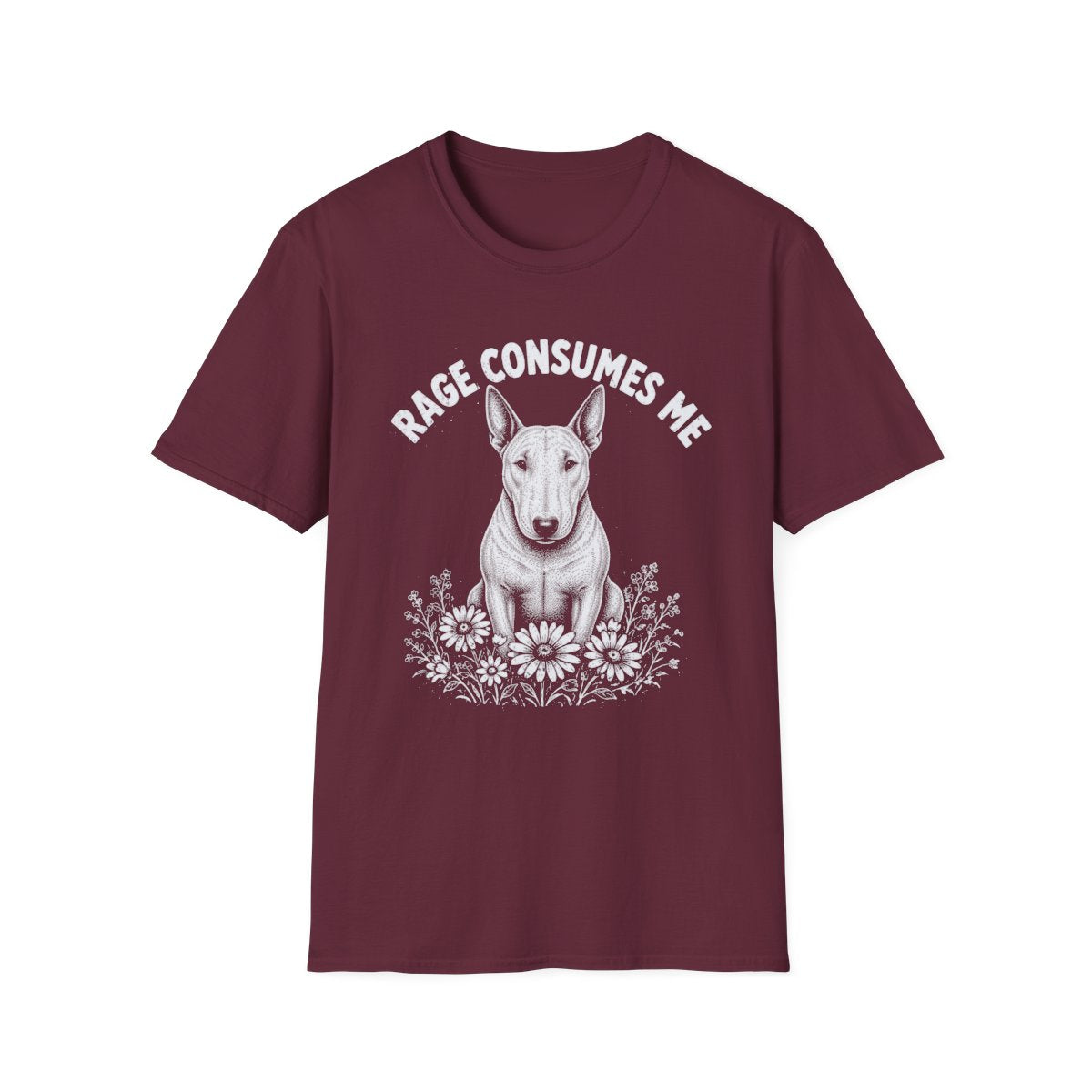 Bull Terrier Rage Consumes Me Tee - Maroon