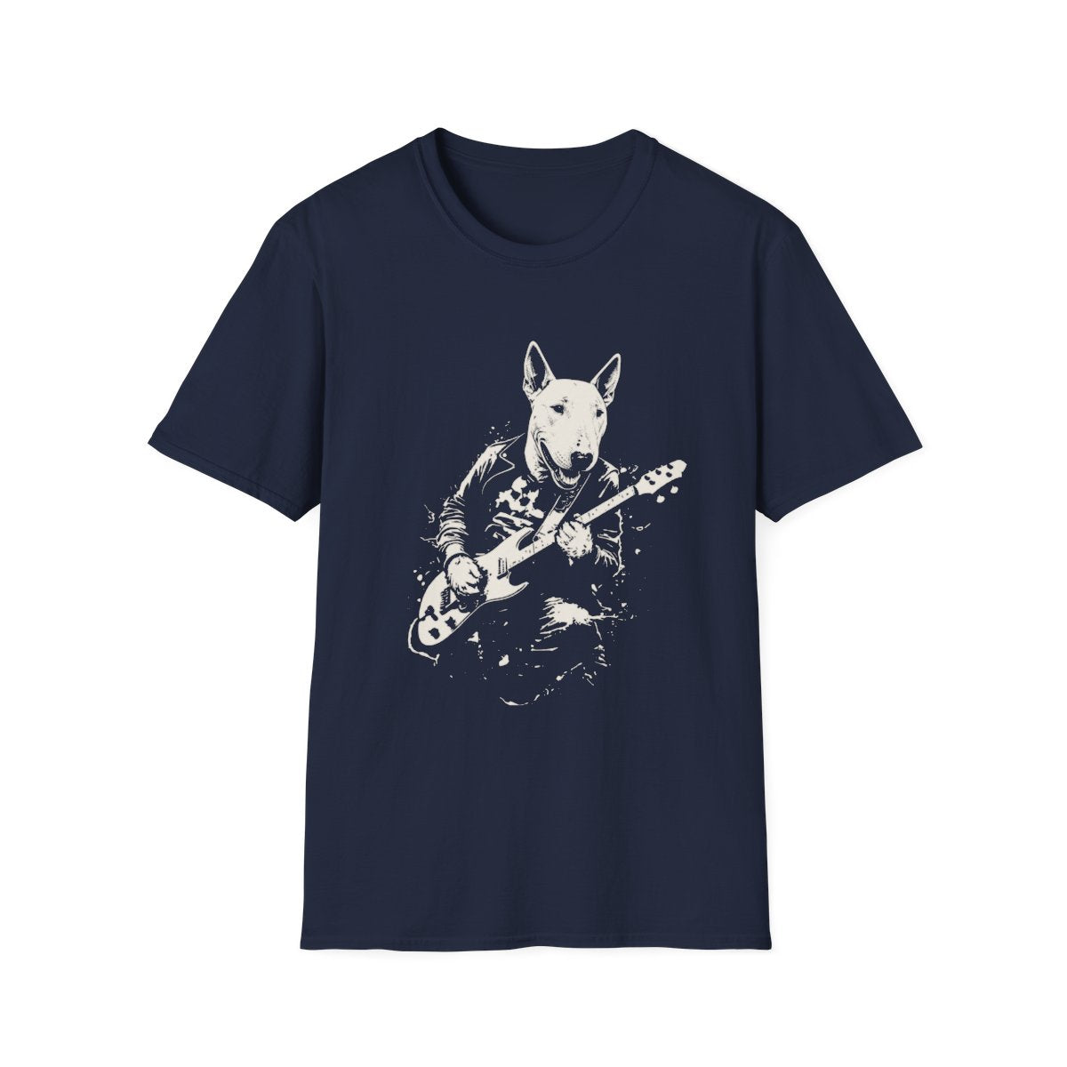 Bull Terrier Rocking Guitar Tee - Navy