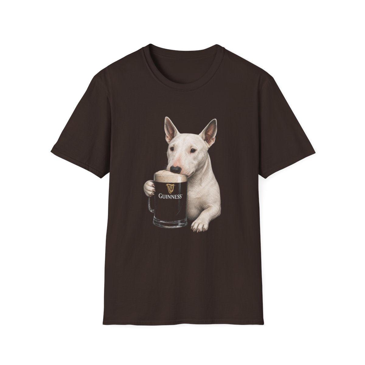 Bull Terrier With A Pint Tee - Dark Chocolate