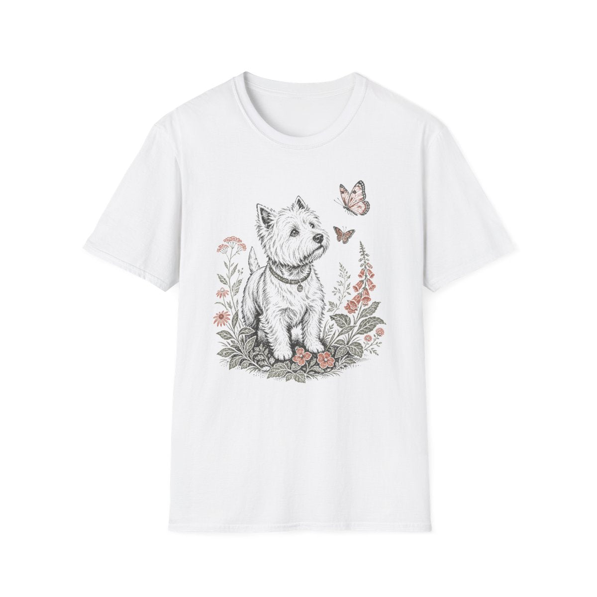 Butterfly Meadow Westie Tee - White