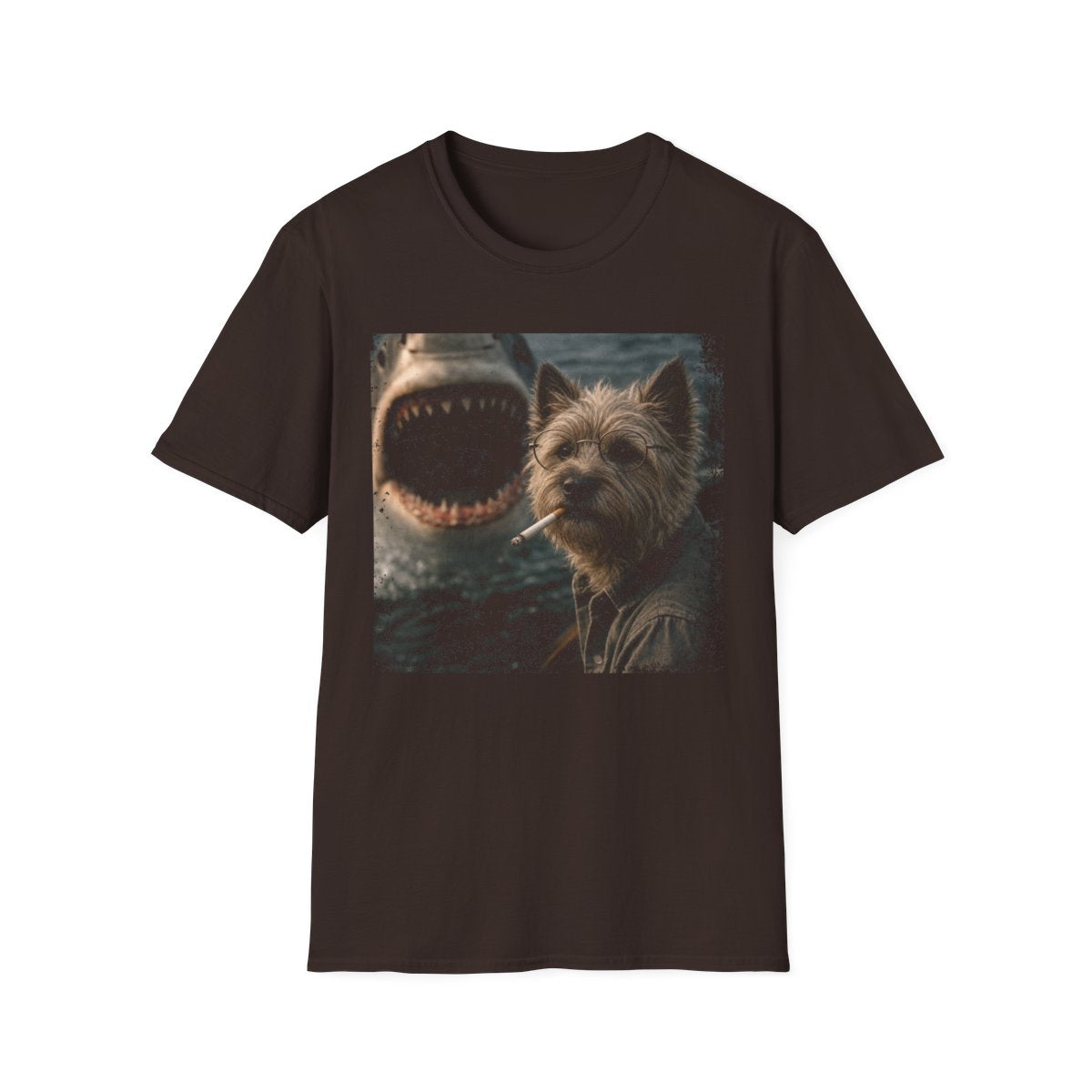 Cairn Terrier and Shark Tee - Dark Chocolate
