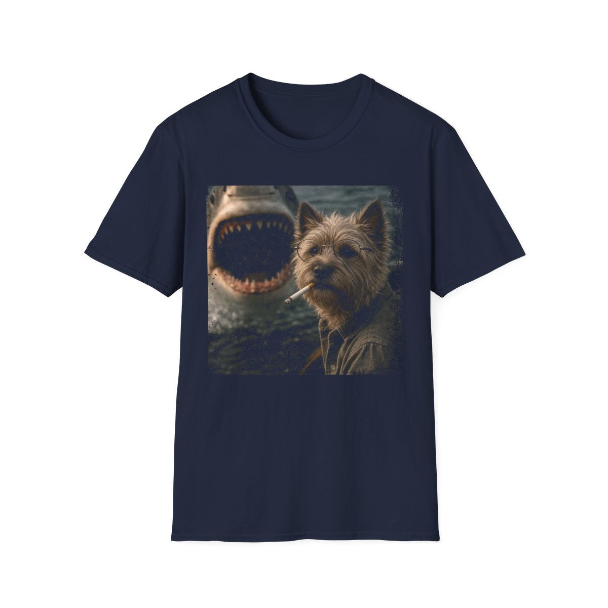Cairn Terrier and Shark Tee - Navy