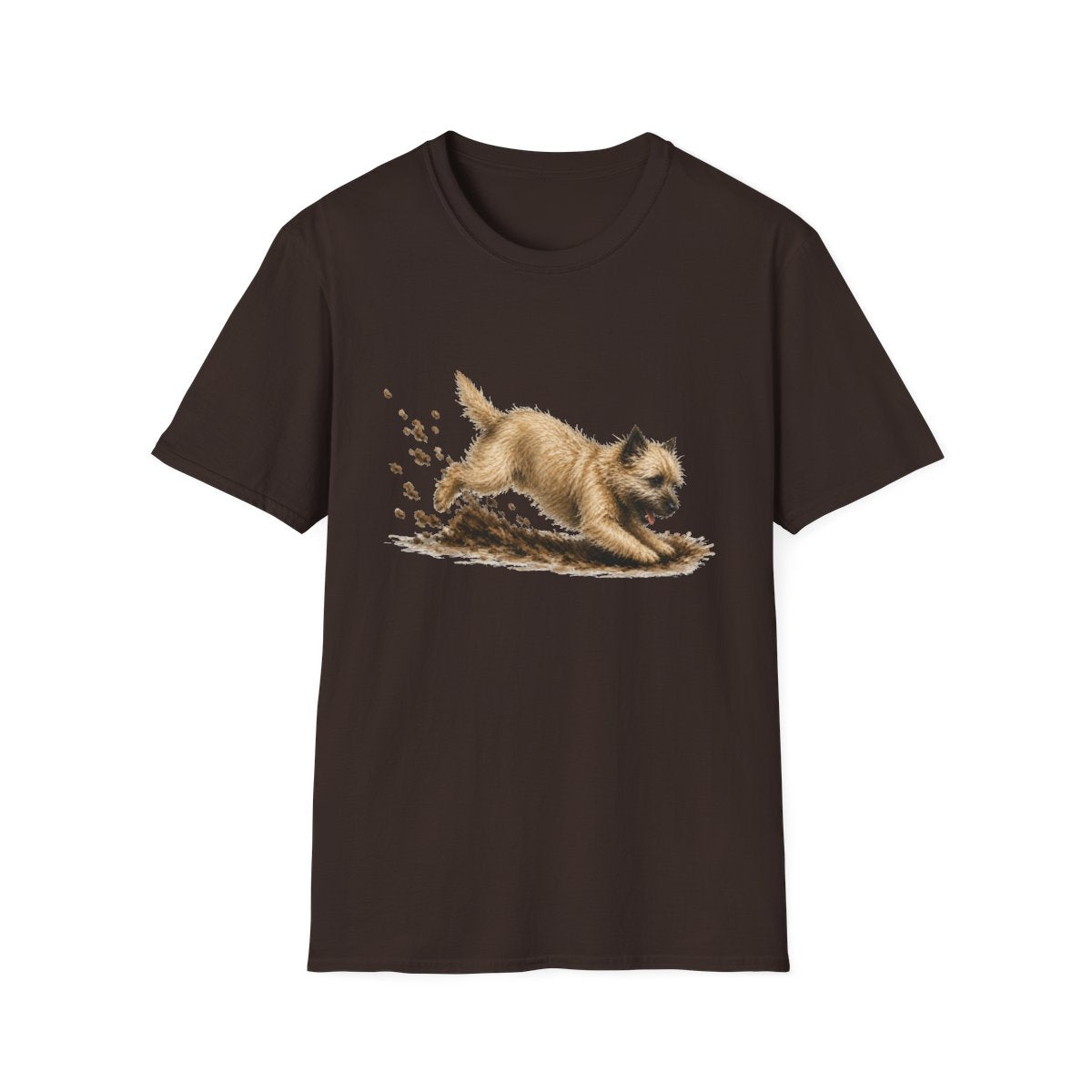 Cairn Terrier Excavating Mode On Tee - Dark Chocolate