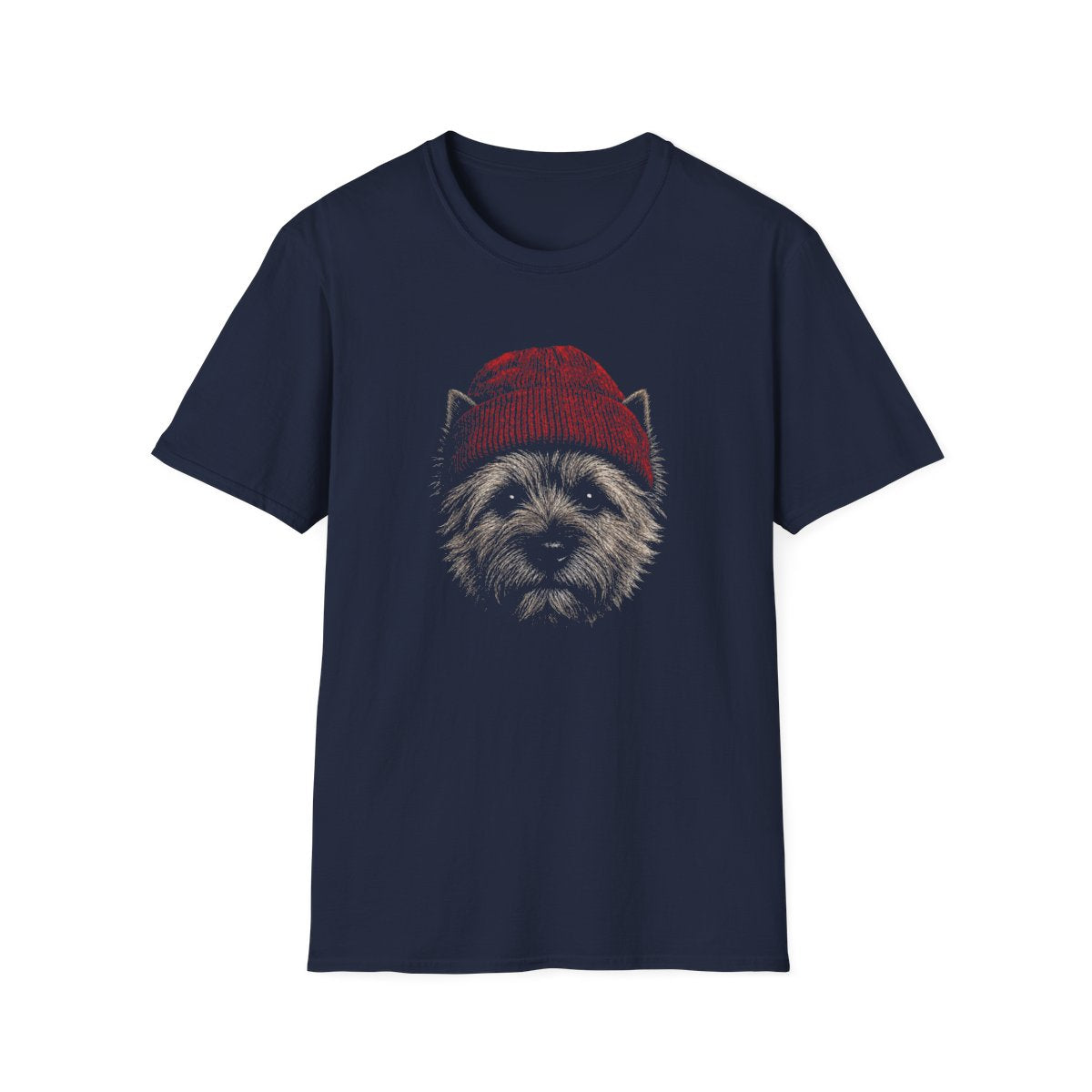 Cairn Terrier In Beanie Tee - Navy