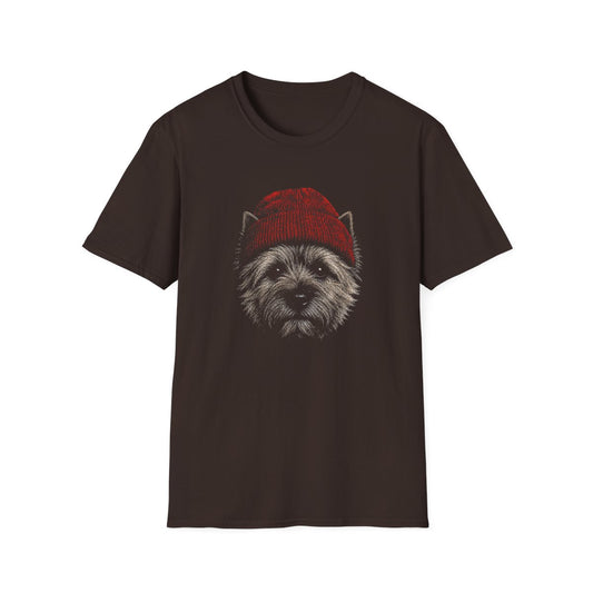 Cairn Terrier In Beanie Tee - Dark Chocolate