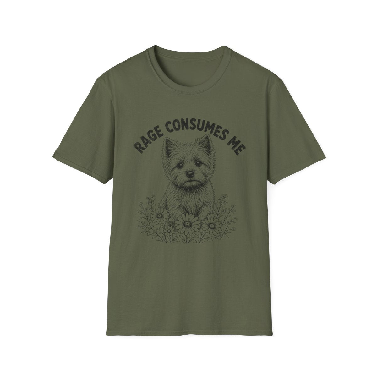 Cairn Terrier Rage Consumes Me Tee - Military Green