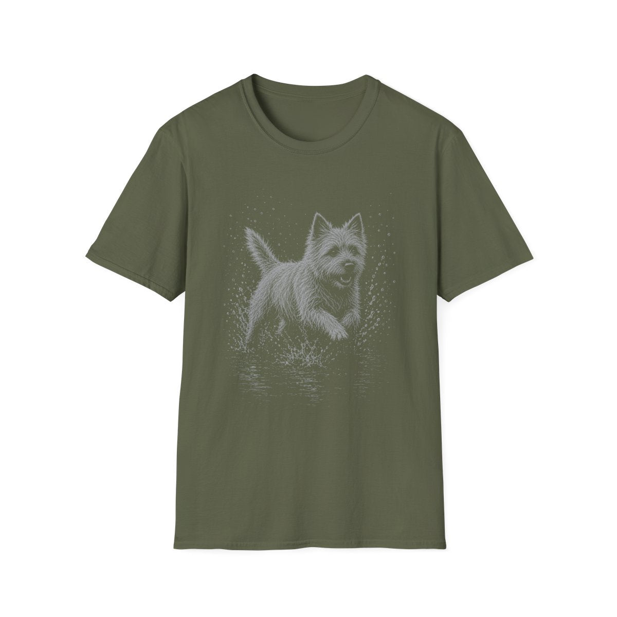 Cairn Terrier Water Run Tee - Military Green