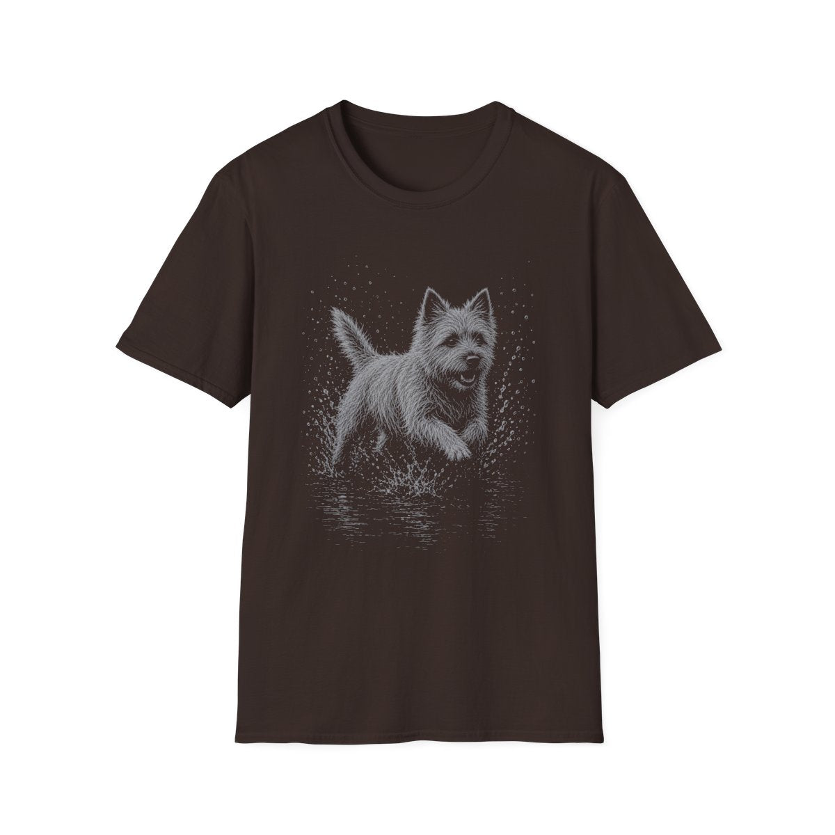 Cairn Terrier Water Run Tee - Dark Chocolate