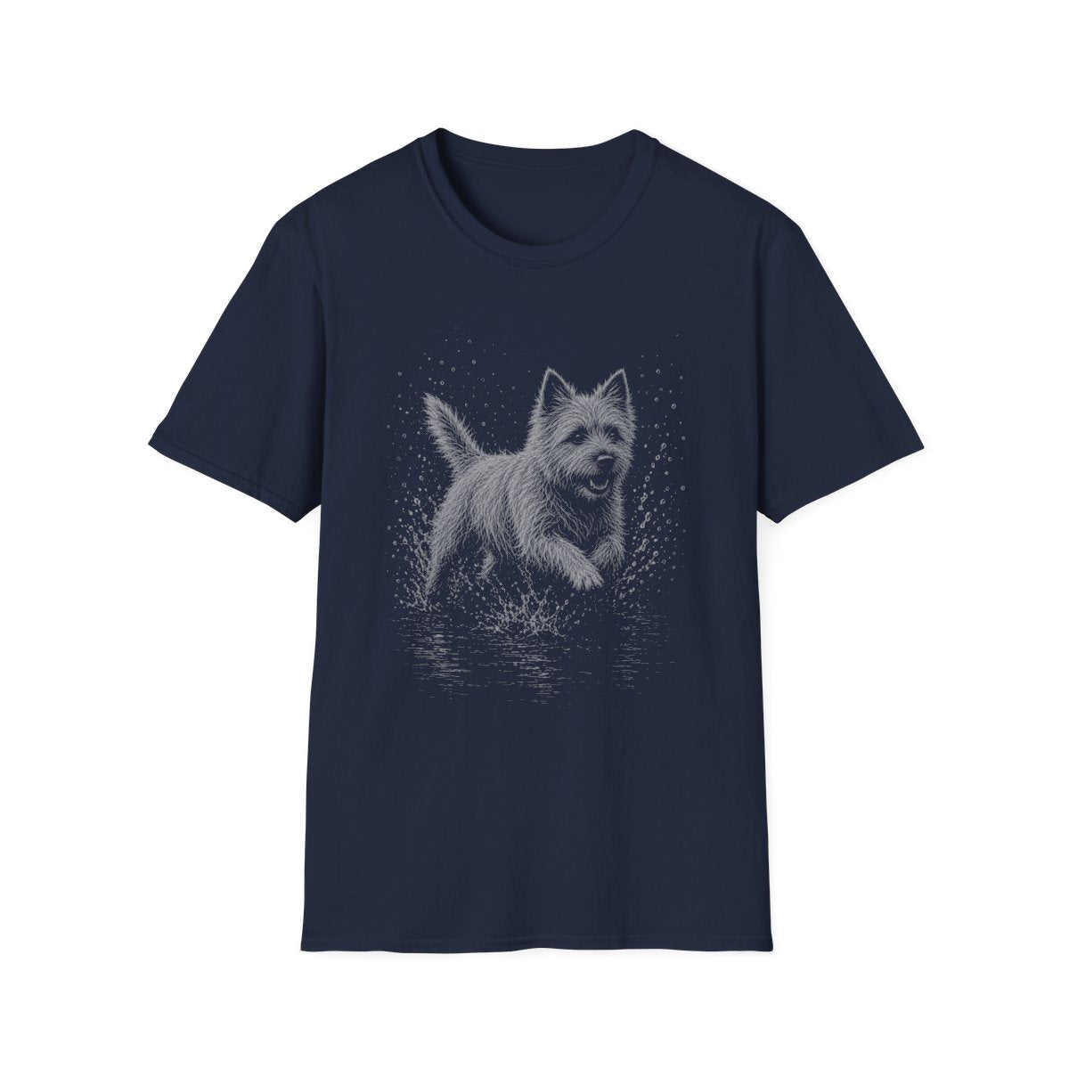 Cairn Terrier Water Run Tee - Navy