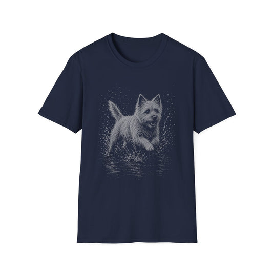 Cairn Terrier Water Run Tee - Navy