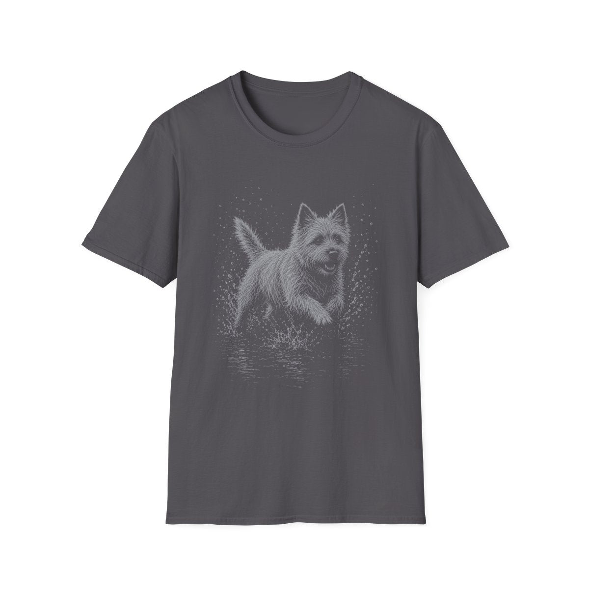 Cairn Terrier Water Run Tee - Charcoal