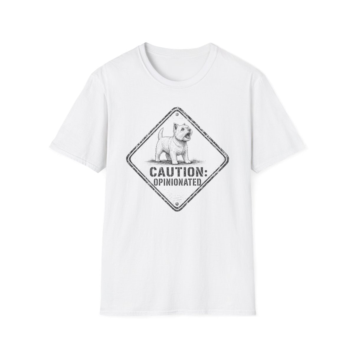 Caution Opinionated Westie Tee - White