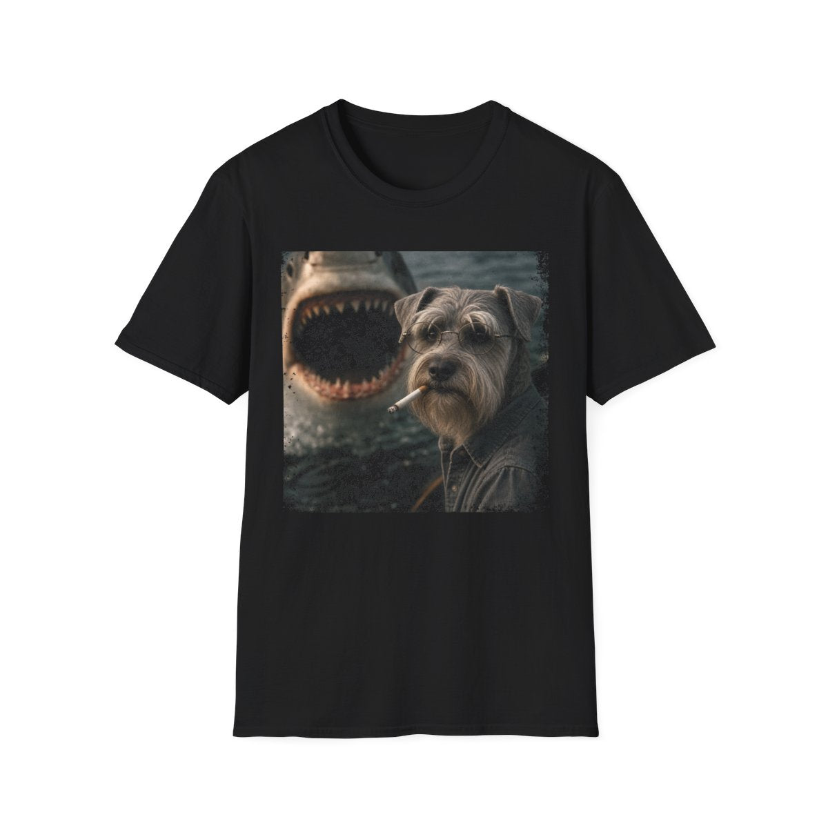 Cesky Terrier and Shark Tee - Black