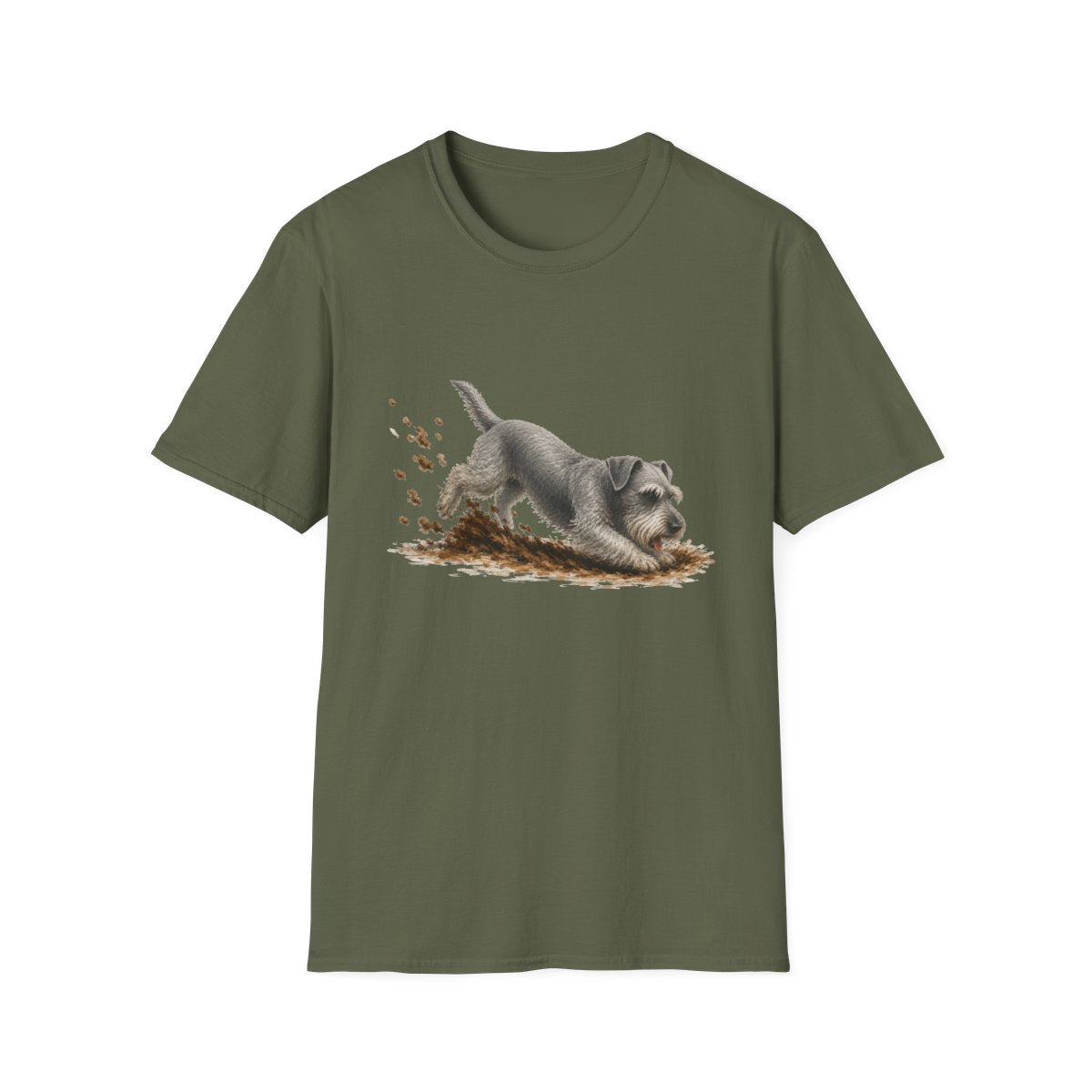 Cesky Terrier Excavating Mode On Tee - Military Green
