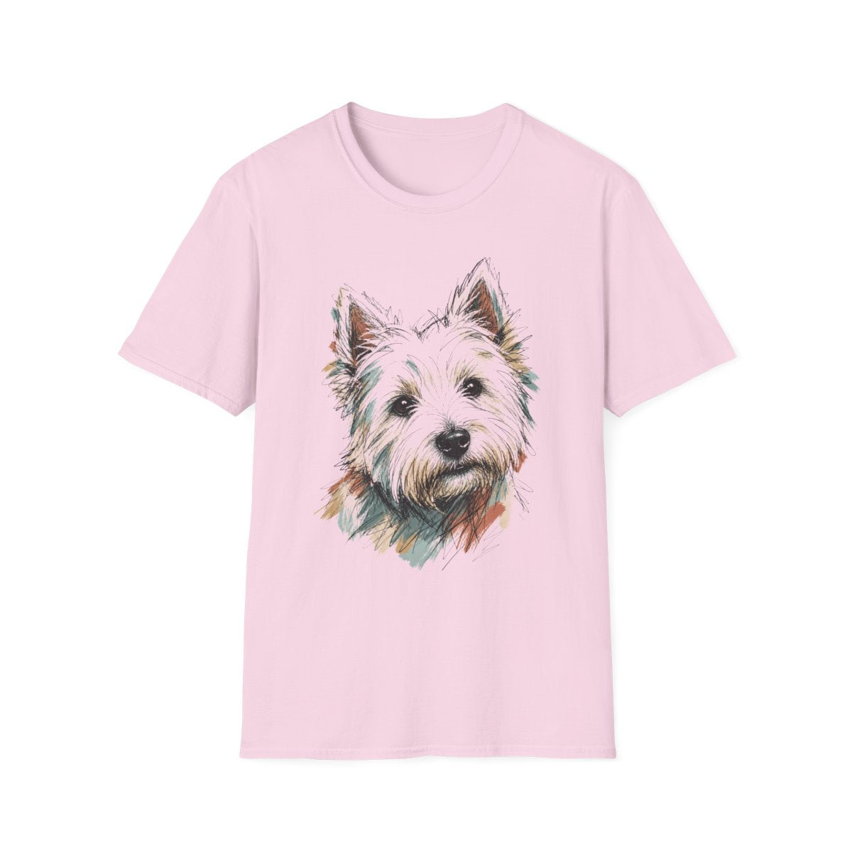 Color Sketch Westie Tee - Light Pink