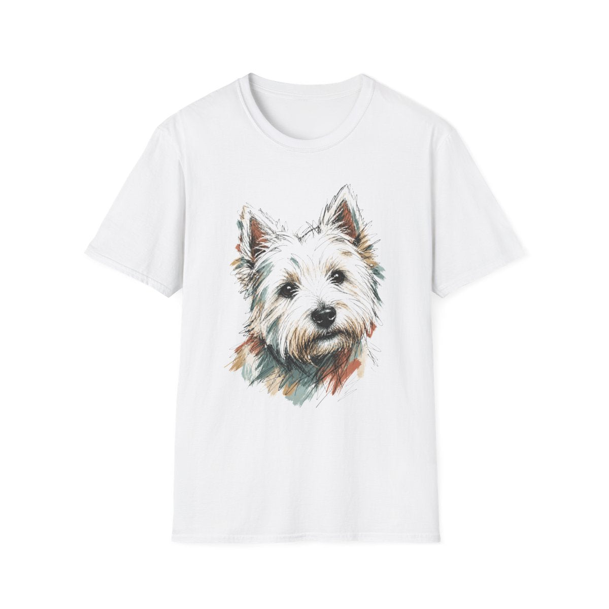 Color Sketch Westie Tee - White
