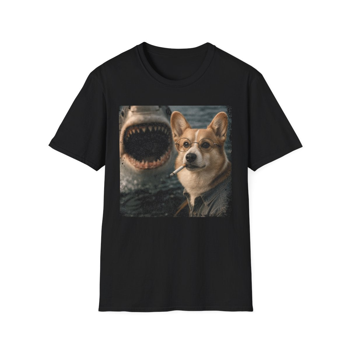 Corgi and Shark Tee - Black