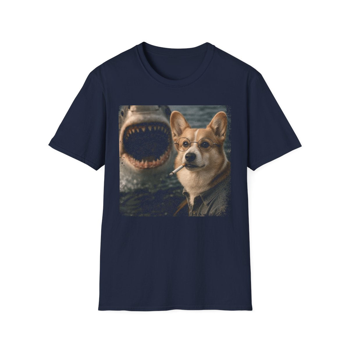 Corgi and Shark Tee - Navy